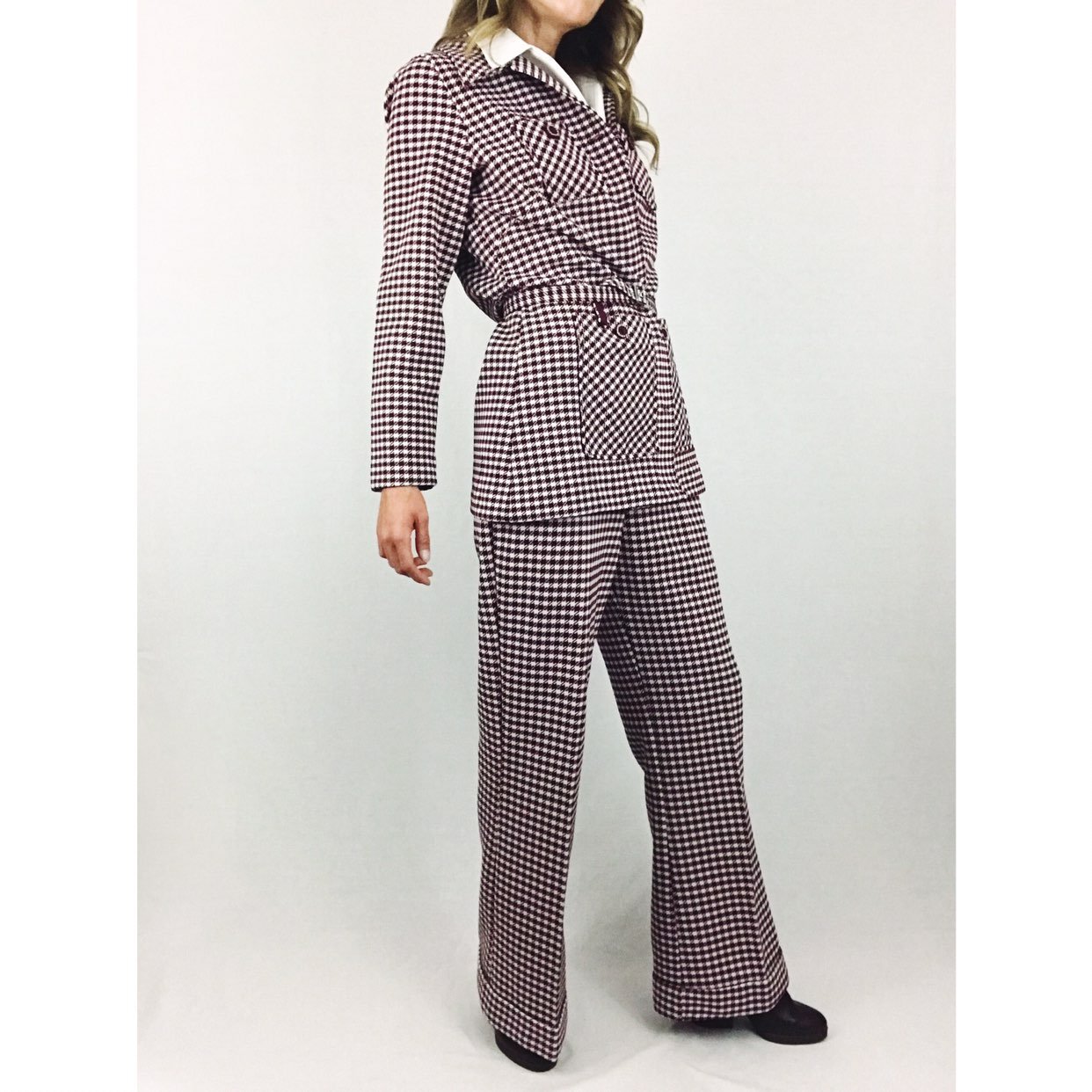 Vintage Checked Flare Coord Suiting Set
