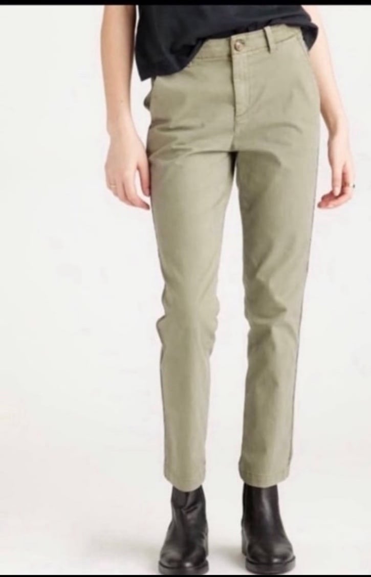 Quince Stretch Cotton Twill Girlfriend Chino Pants olive sz 26