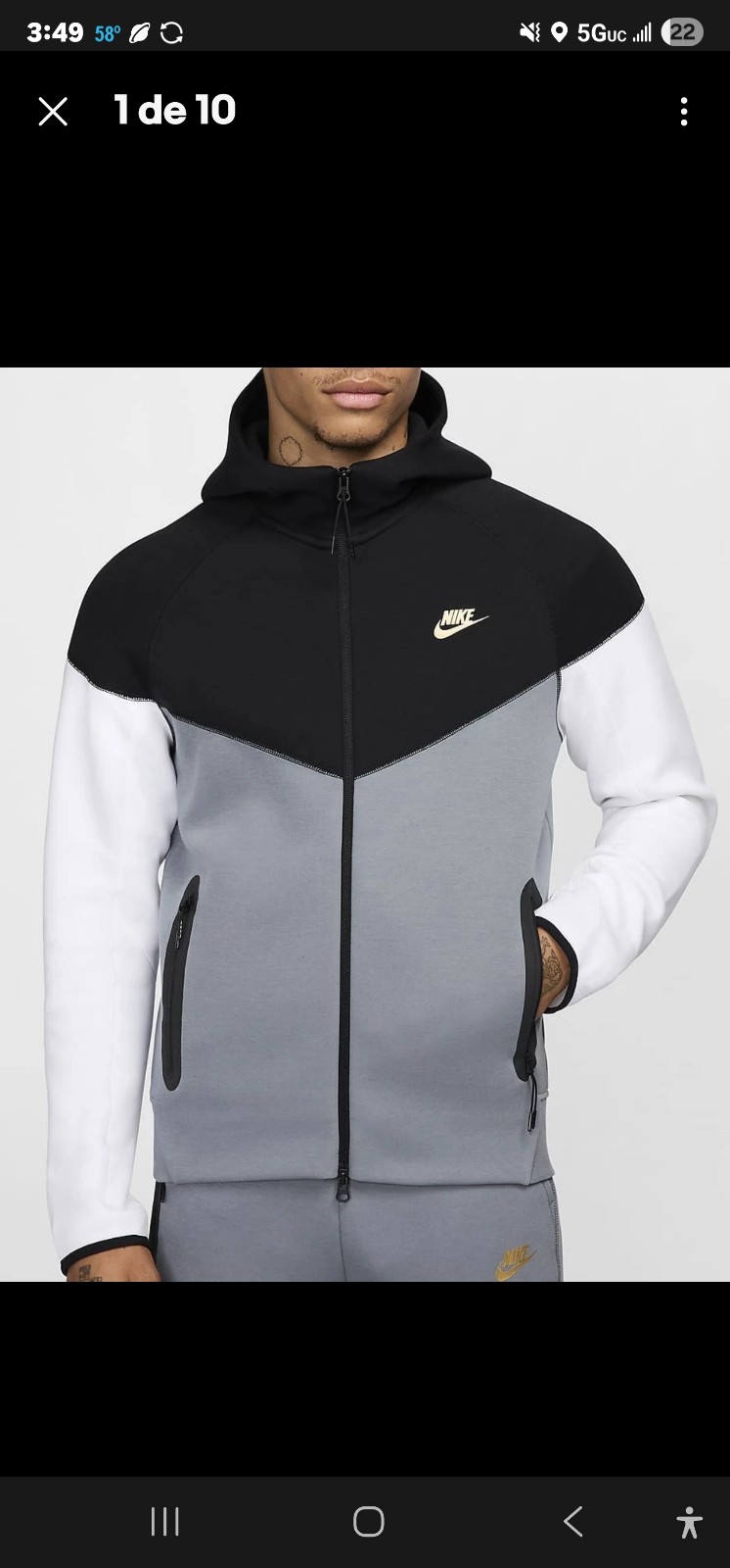 NIKE AIR SPORTSWEAR TECH FLEECE WINDRUNNER F/Z HOODIE BLACK GRAY GOLD sz XL