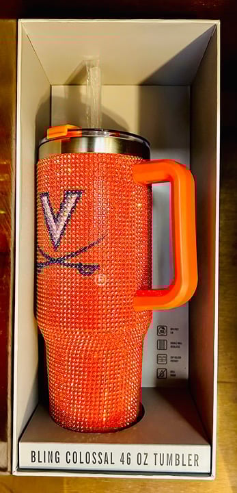 NCAA Bling Colossal UGA 46oz Tumbler U of Virginia Orange Rhinestone Go Cavs