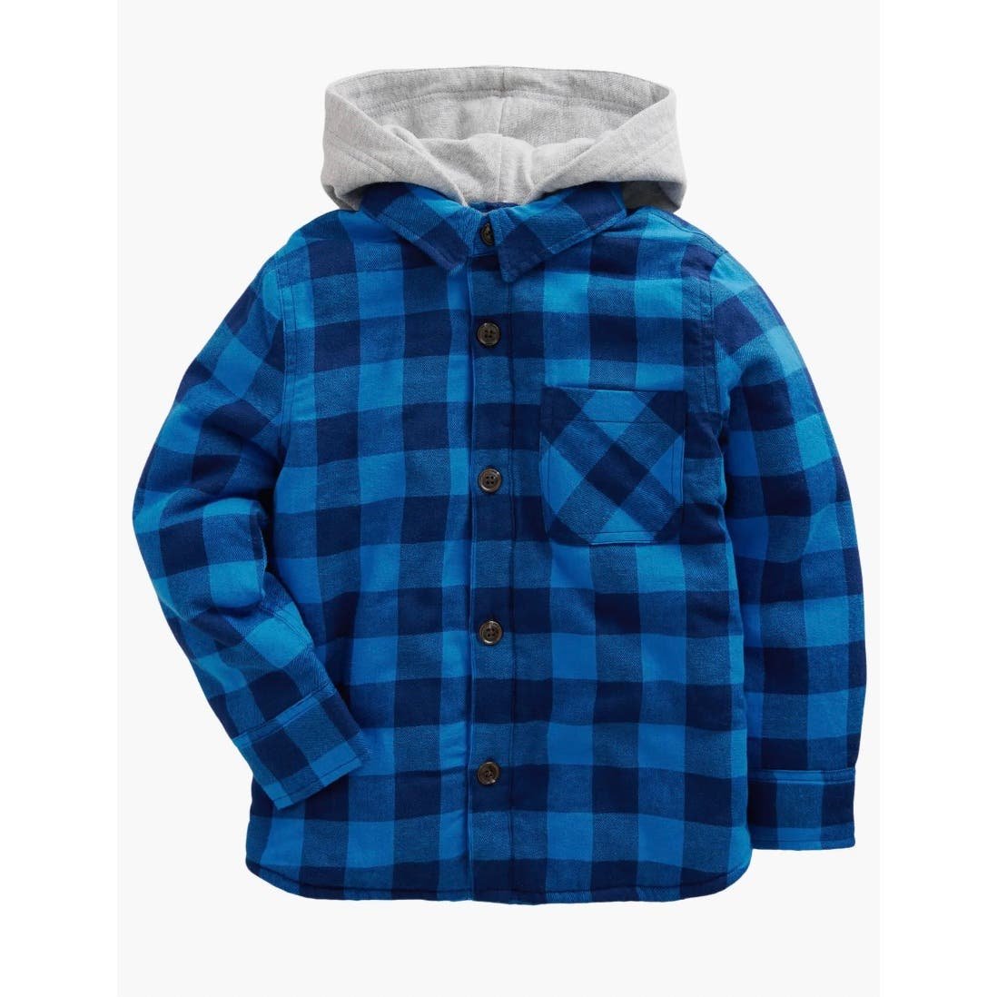 70% Off - NWT Boden Kids' Hooded Check Fleece Lined Flannel Button-Up Shirt (Sz 2-3Y) - End-of-Season Shindig:£41