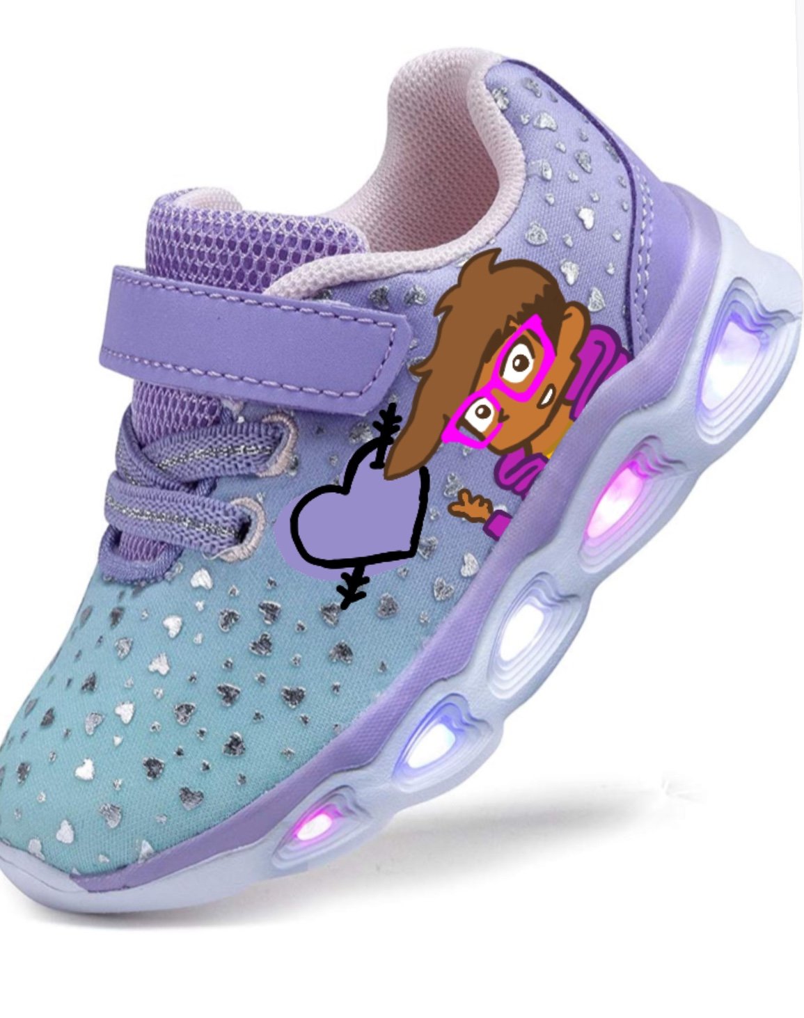 Light Up Sneakers Girls Lavender Kids Size 13