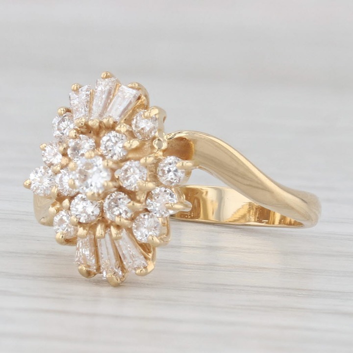 0.76ctw Diamond Cluster Ring 18k Yellow Gold Size 7.25