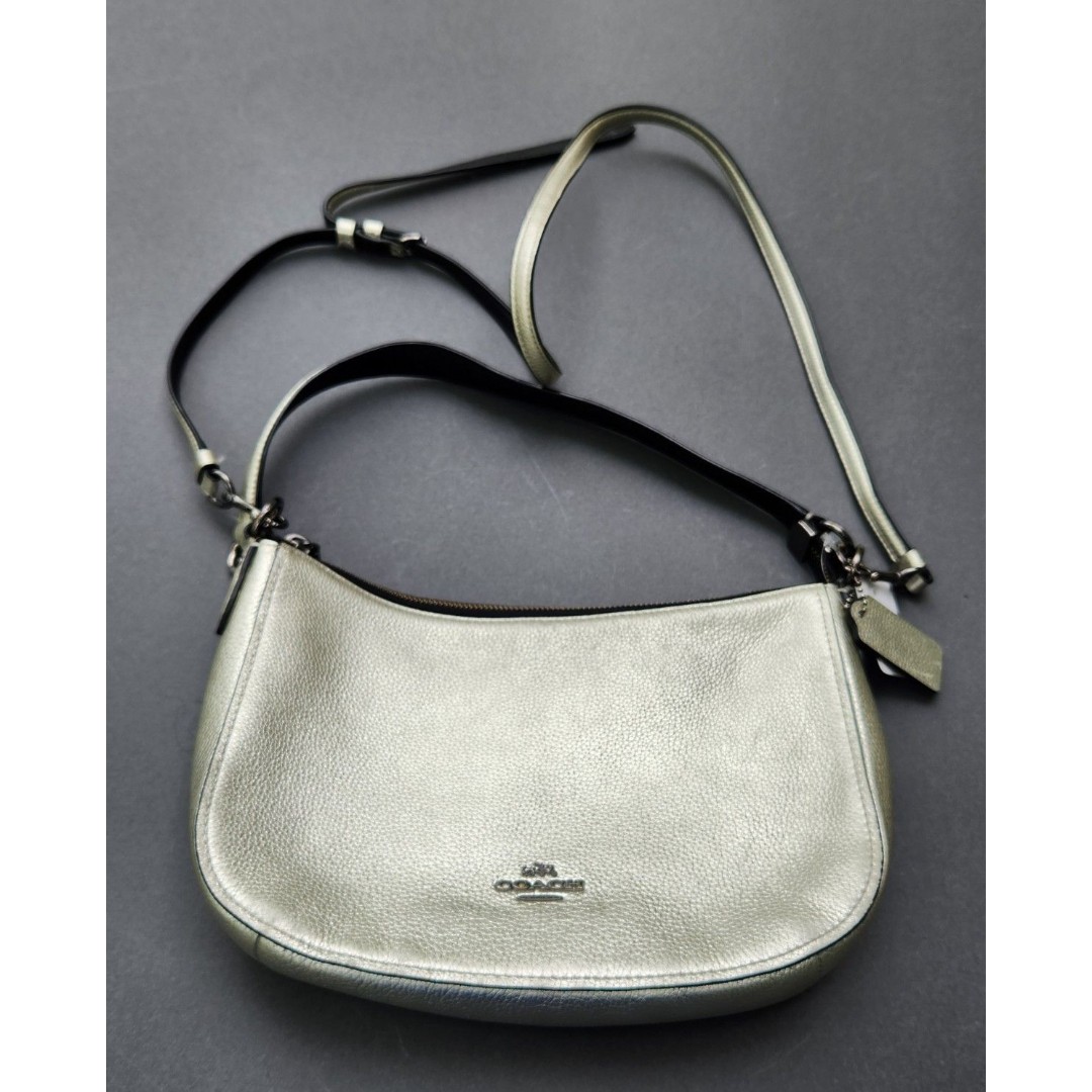Coach Chelsea Pebbled Metallic Silver Leather Purse Crossbody Bag