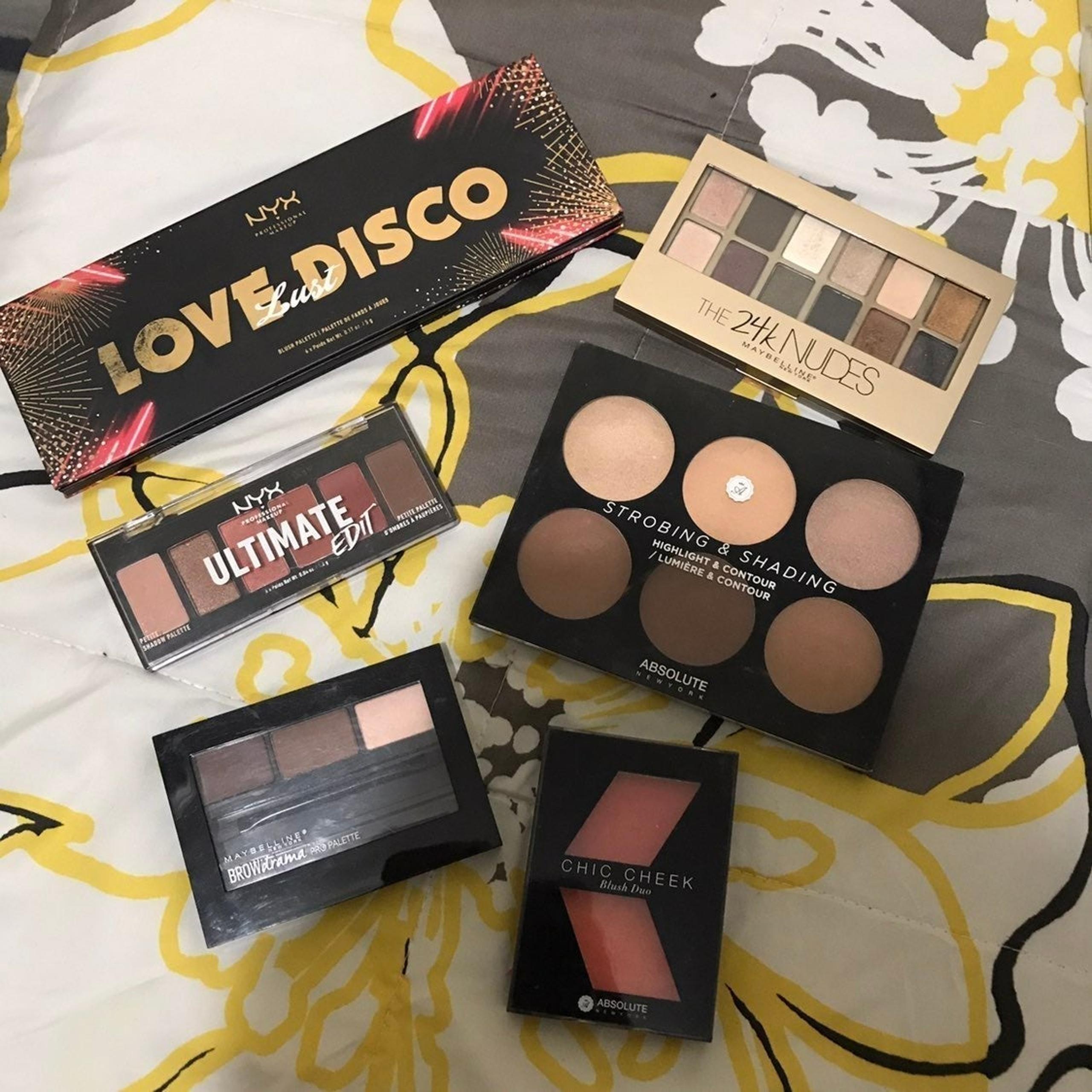 makeup bundle/ Nyx/ Maybelline/ Eye shadow/ blush/ Contour/ Brow pallet