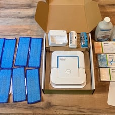 iRobot Braava Jet 240, 2 Batteries,24oz Hardwood Cleaner,New and Used Pads