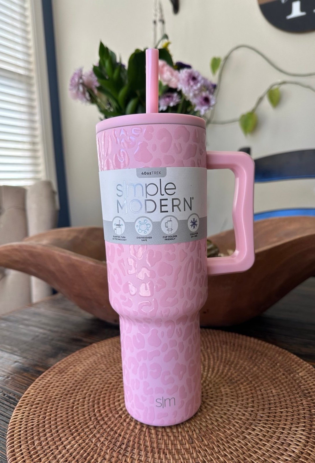 Simple Modern Pink Cheetah Print 40oz Trek Tumbler