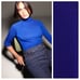 NWOT. Zara Blue Viscose Blend High Collar Sweater with 3/4 sleeves. Size M.