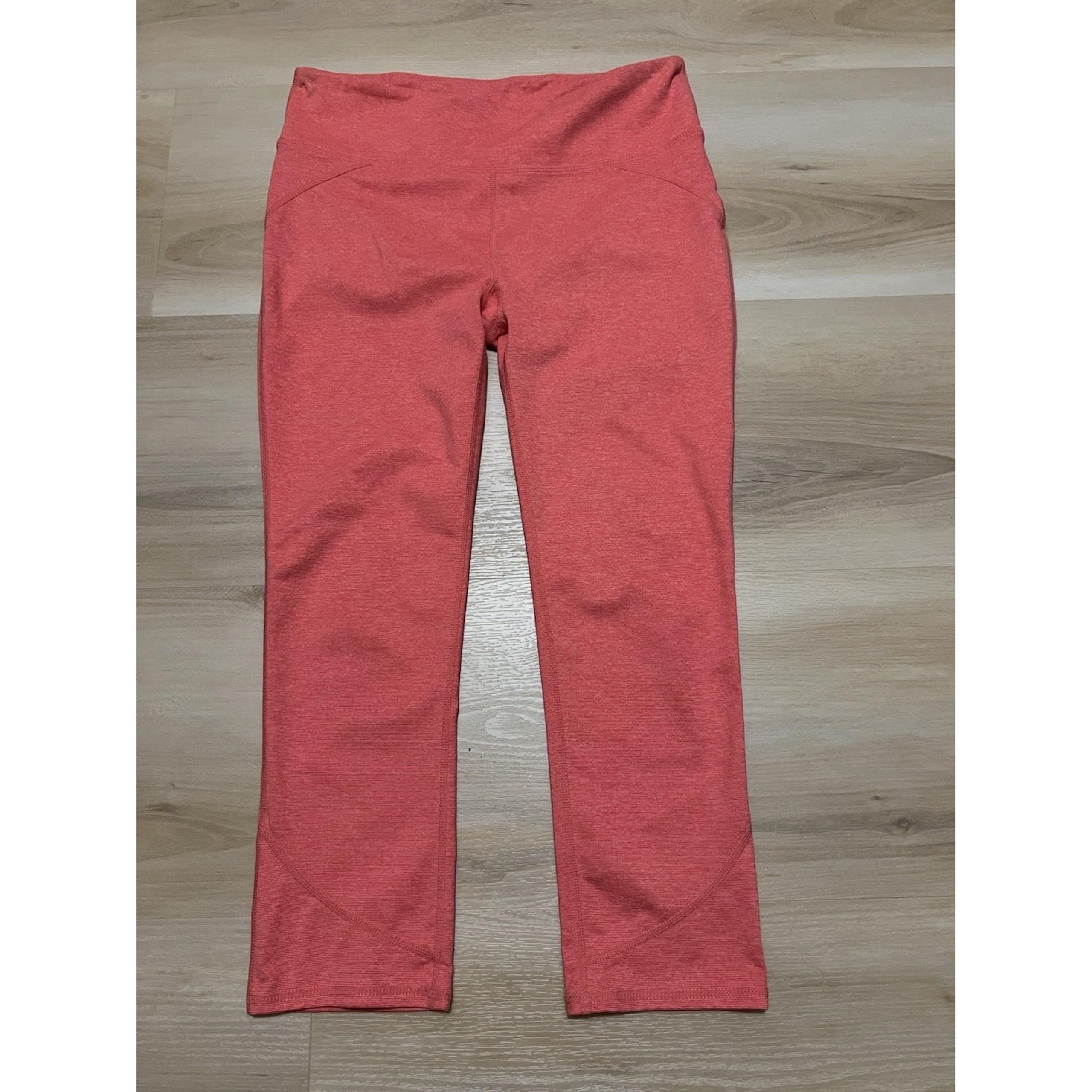 FABLETICS Womens Small Mid Rise Leggings Orange Coral Cropped Capri