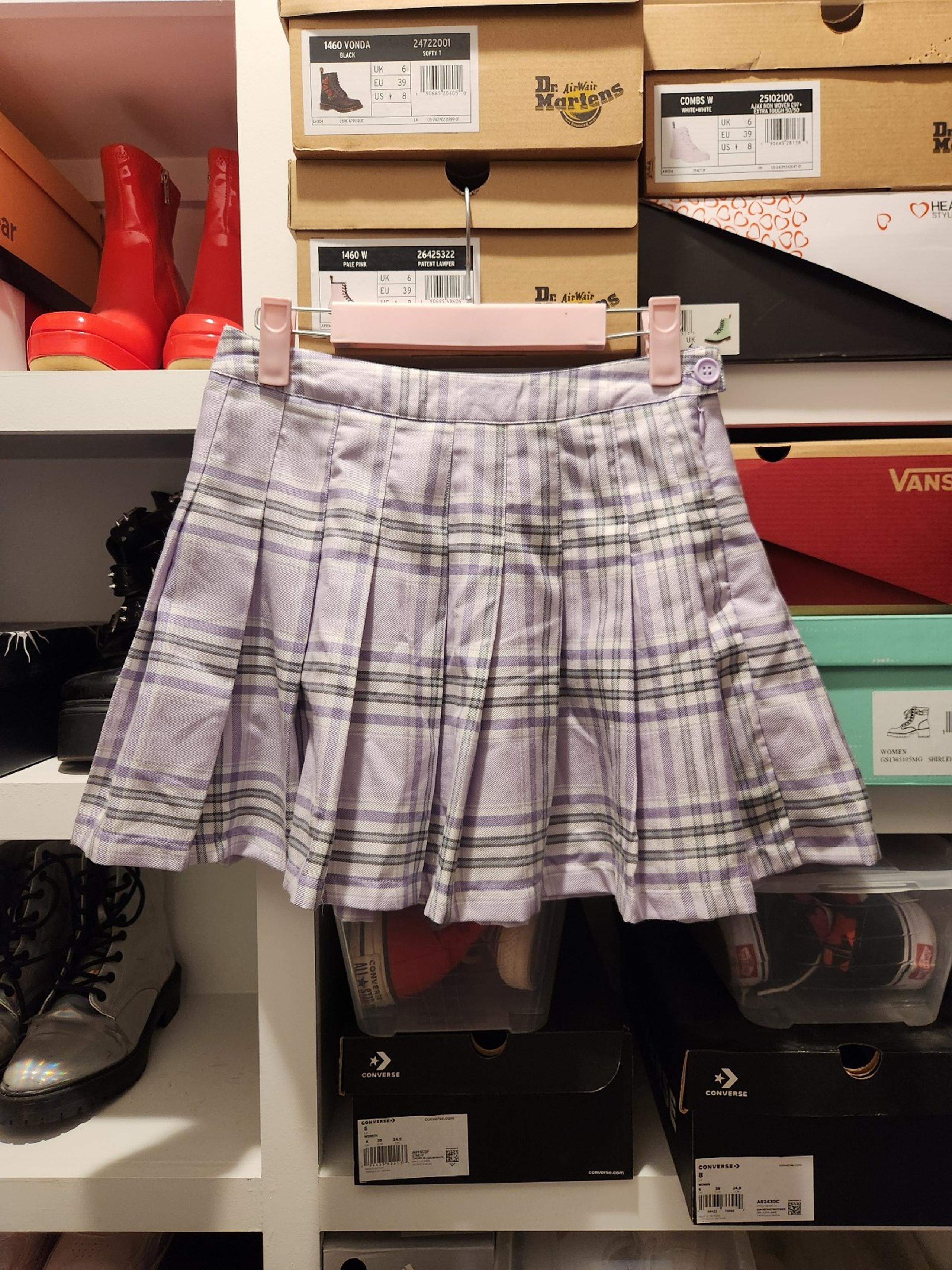 Purple Pleated Mini Skirt