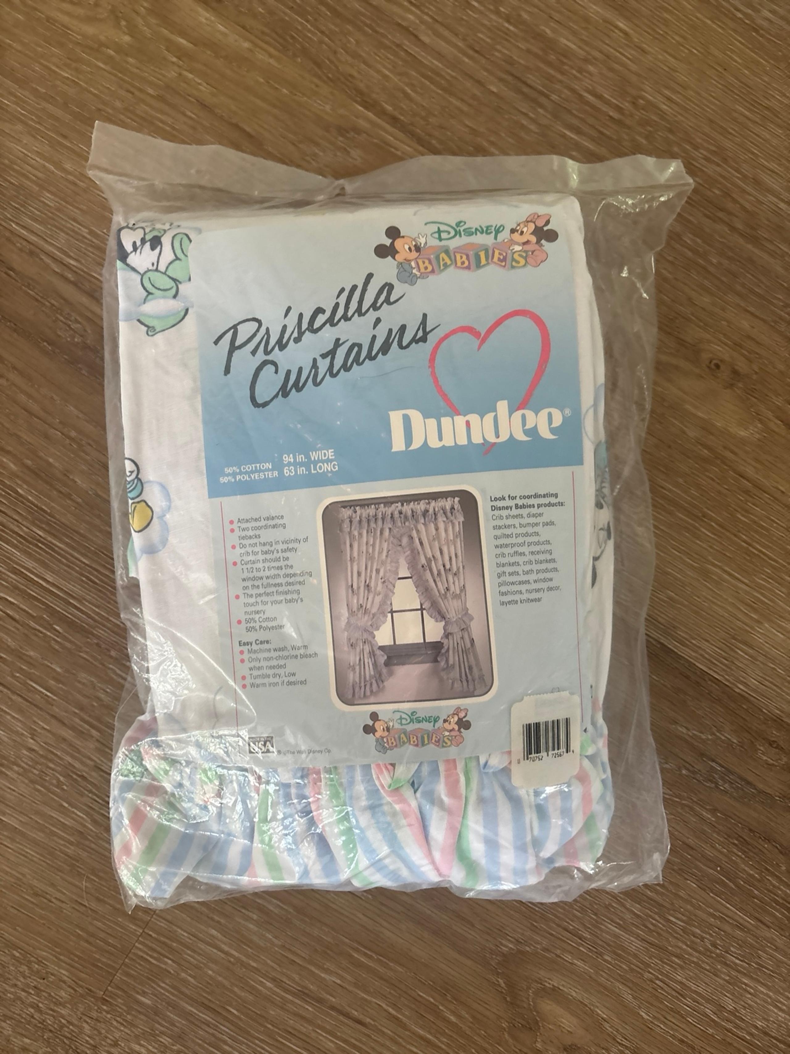 Vintage Unopened Dundee Disney Babies Priscilla Curtains & Valance 1980s
