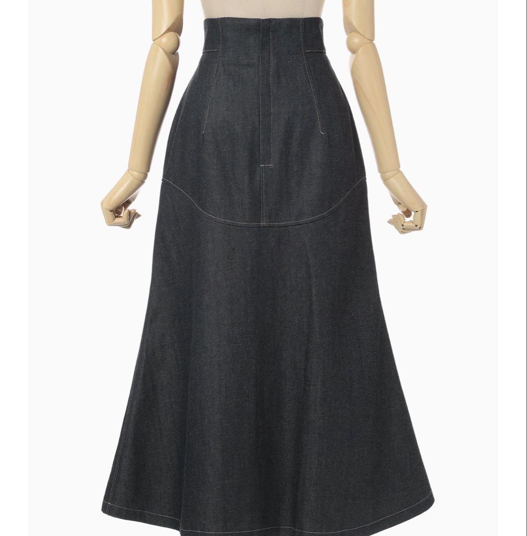 Cord Embroidery Detail Denim Skirt - black - Mame Kurogouchi