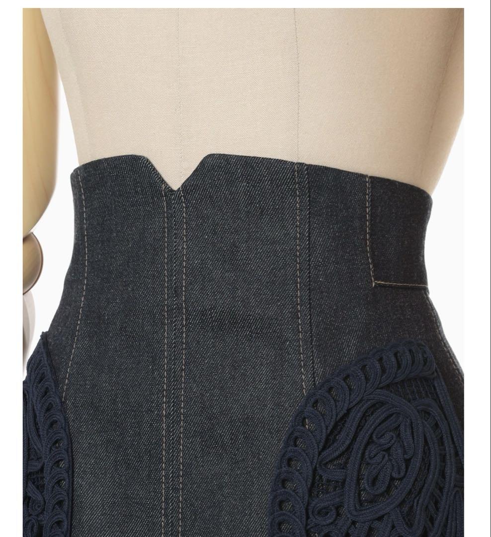 Cord Embroidery Detail Denim Skirt - black - Mame Kurogouchi
