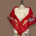 Handpainted Filipiniana Alampay Floral Shawl Maria Clara Red Pañuelo L/XL Silk