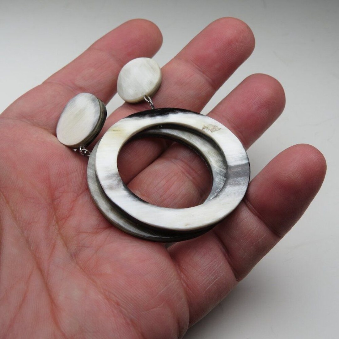 Buffalo Horn Earring Sterling Silver