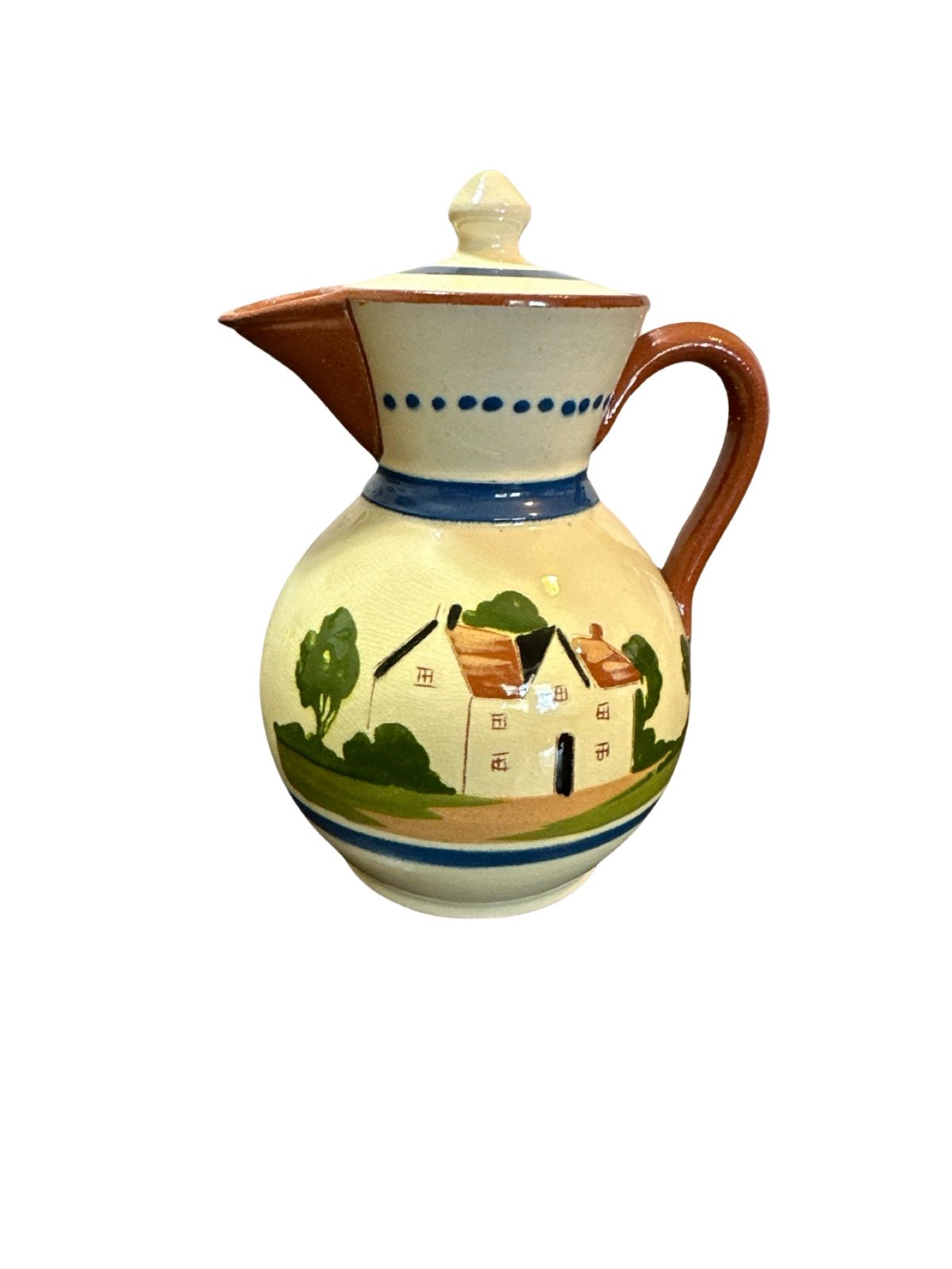 Watcombe Devon Motto Ware Pitcher With Lid Six Inches Tall Five Wide