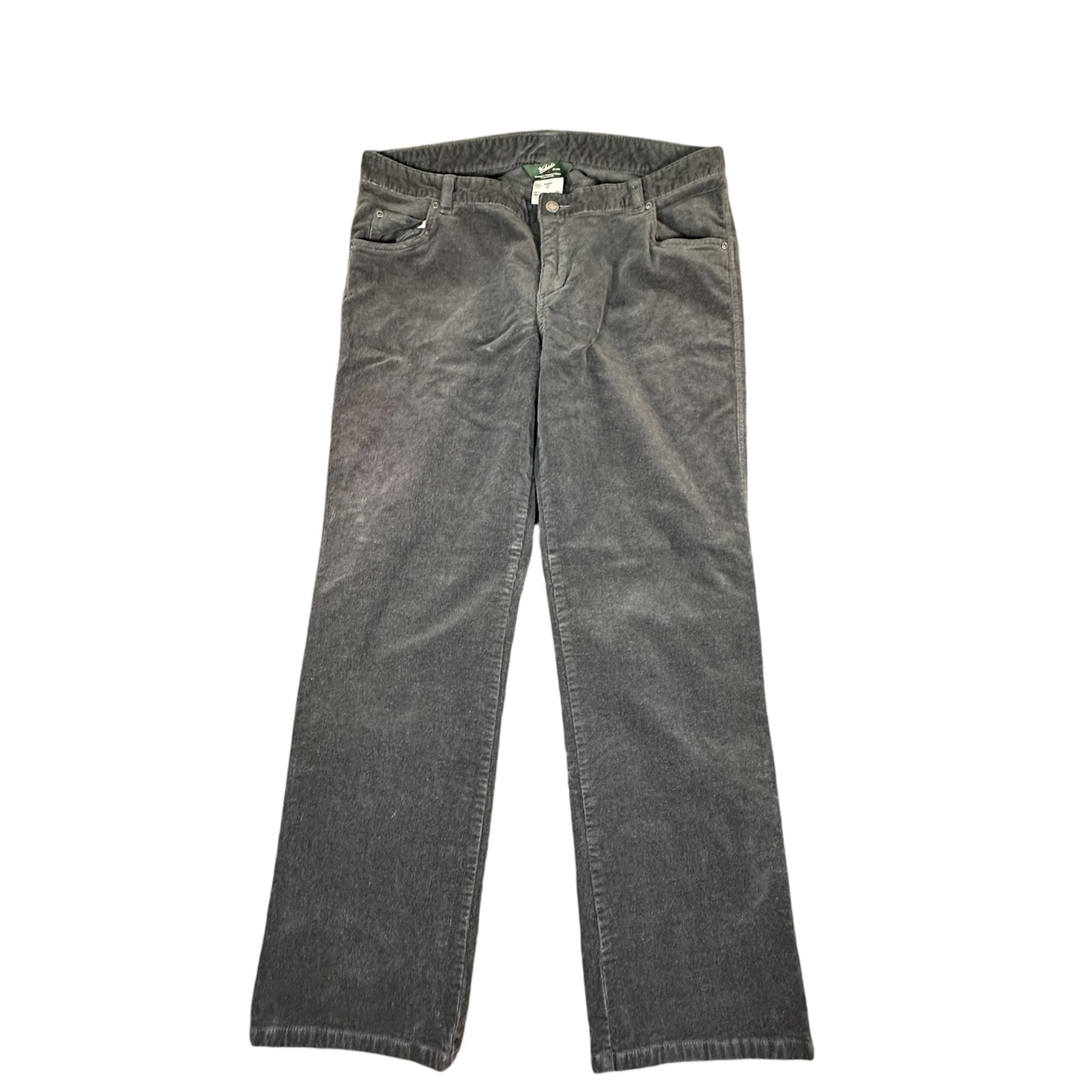 Woolrich Corduroy Pants Womens 16 Grey Gray Straight Leg Stretch Cotton Trousers