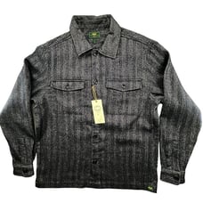 Soft Cloth Mens Melrose Shirt Jac in Soft Wool Size S Black Stripe Urban Outdoor