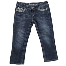 Grace in LA Low Rise Cropped Bling Jeans Size 25
