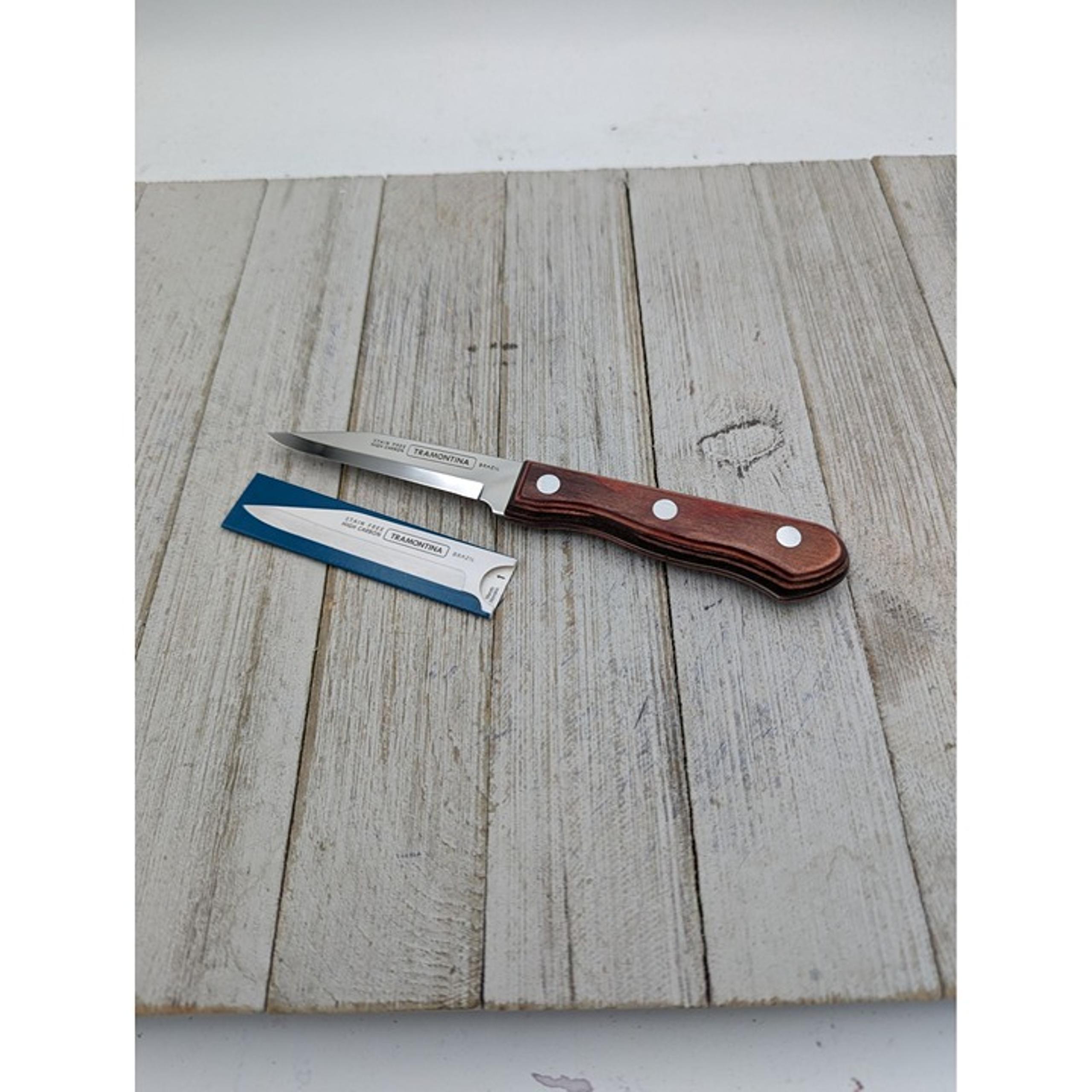 Tramontina Chef Paring Knife Kitchen 3" Stainless Wood Handle NEW
