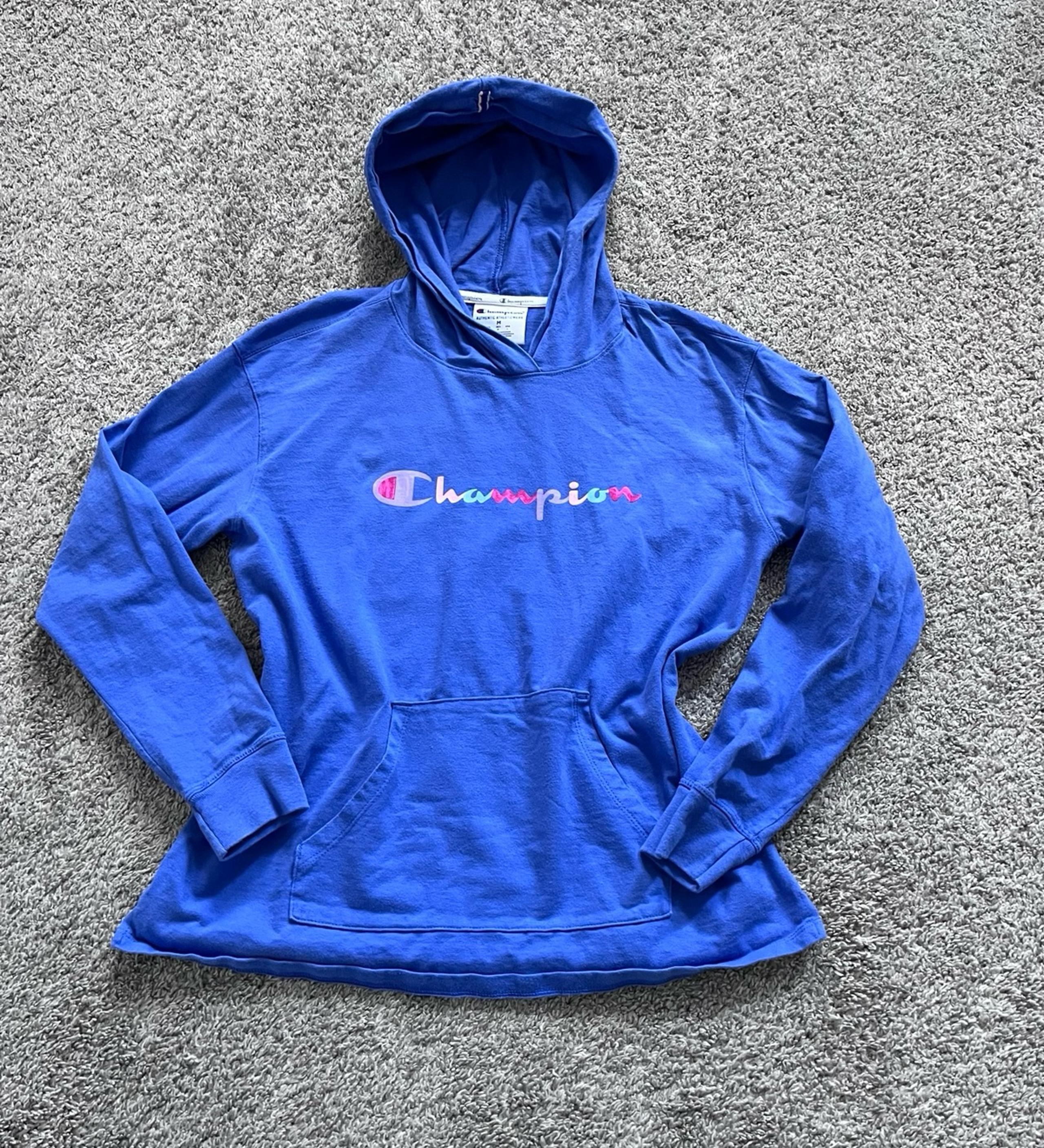Champion Women’s Hoodie - Size Medium, Blue & Pink Logo