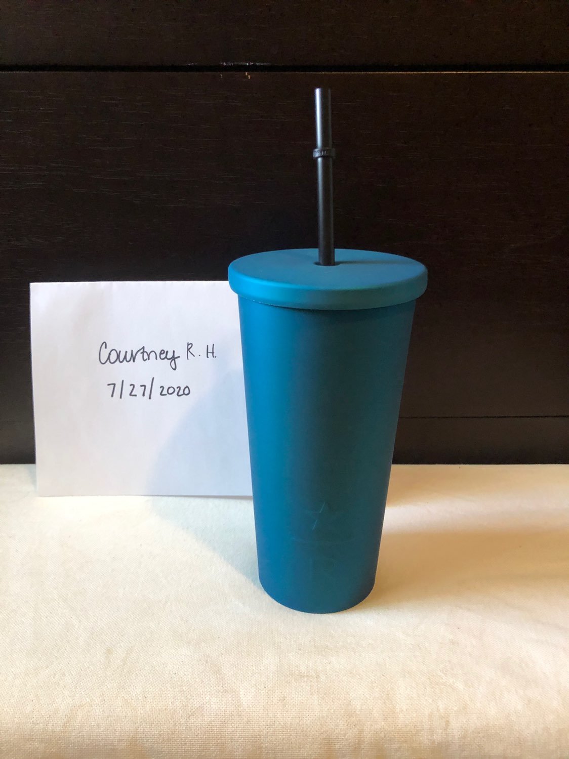 Matte teal Starbucks Reserve tumbler