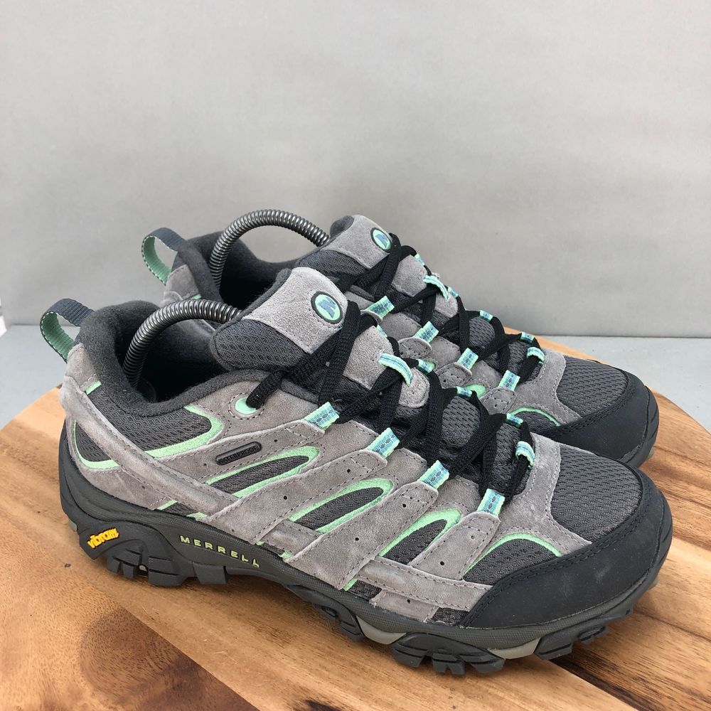 Merrell Moab 2 Hiking Shoes Womens 11 Wide Gray Blue Trail Outdoor Low Top