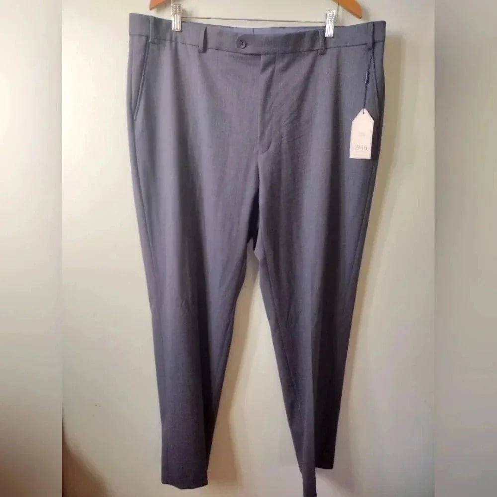 Mens 1946 by Ballin Total Comfort Wool Blend 42W x 32L Grey Dress Pants Tags