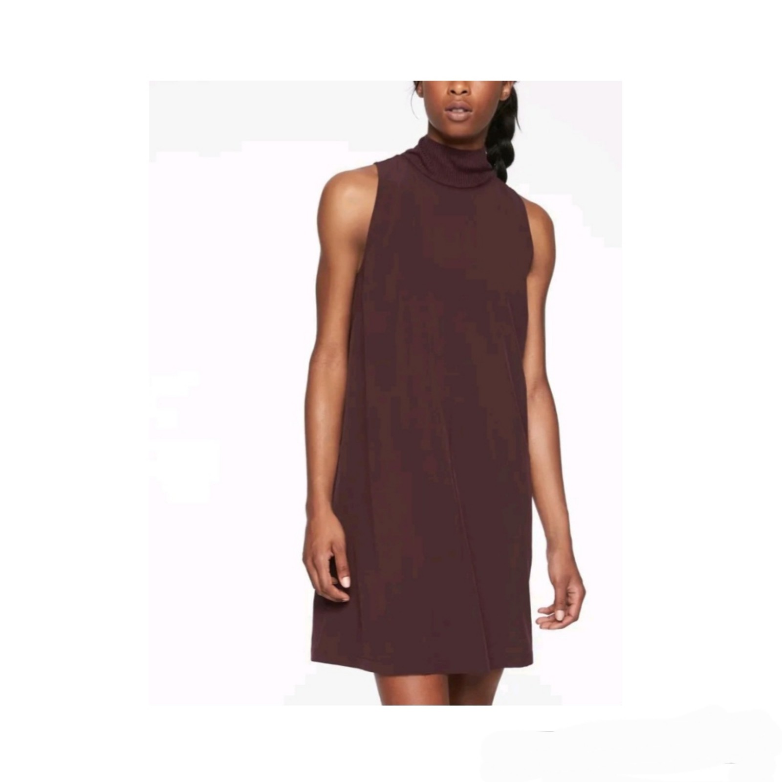 Athleta Initiative Dress Auberge Maroon Burgandy Mock Dress Small