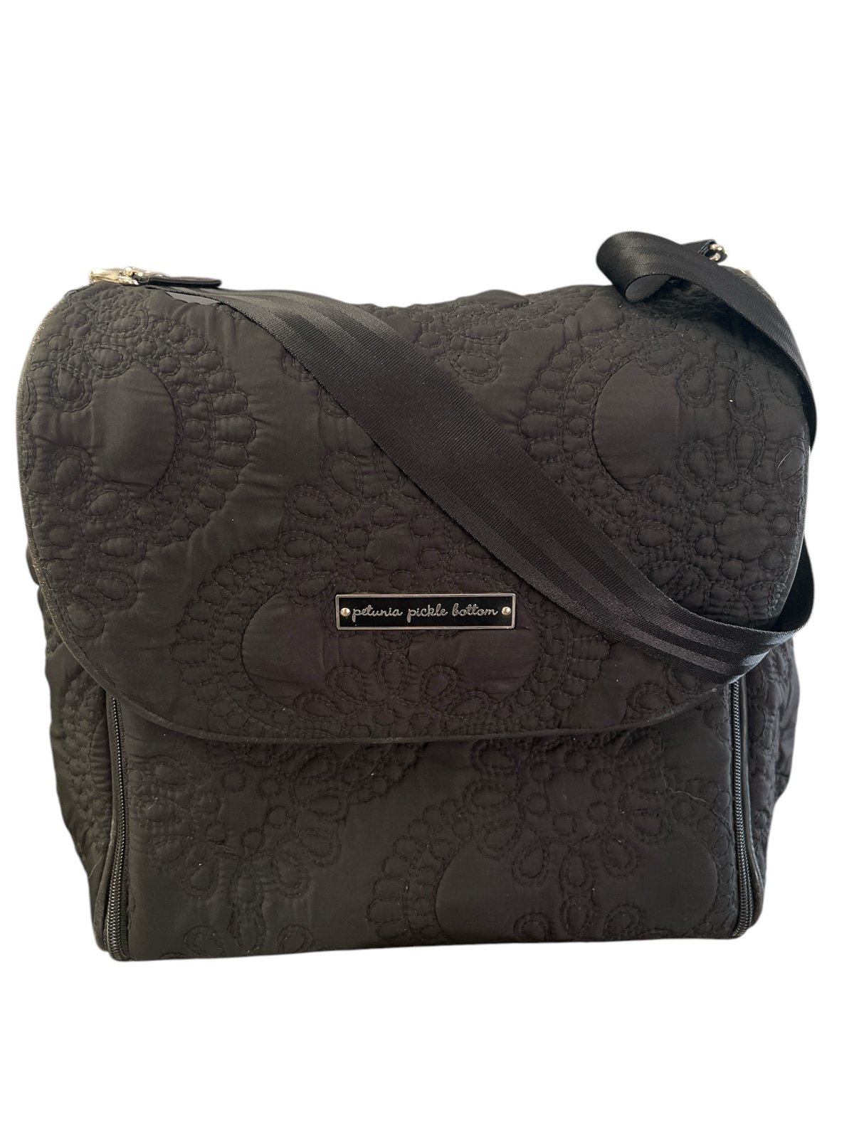 Petunia pickle bottom black quilted diaper bag