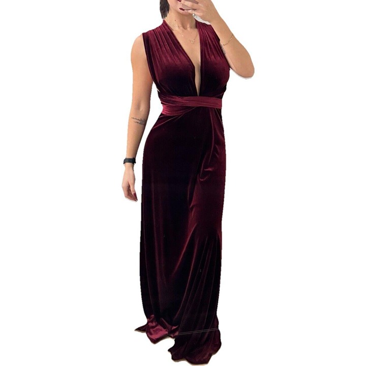 Revelry Micah Convertible Velvet Dress Size XS Burgundy Formal Special Occasion
