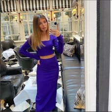 Zara blogger purple skirt set