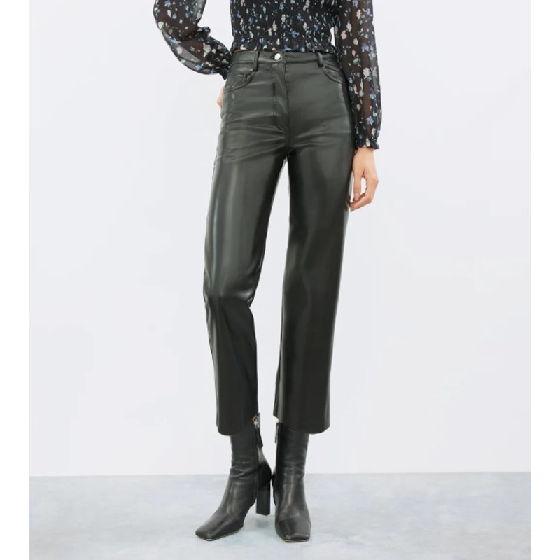 Aritzia Wilfred Melina Black Faux Leather Pant Size 16 Cropped High Rise