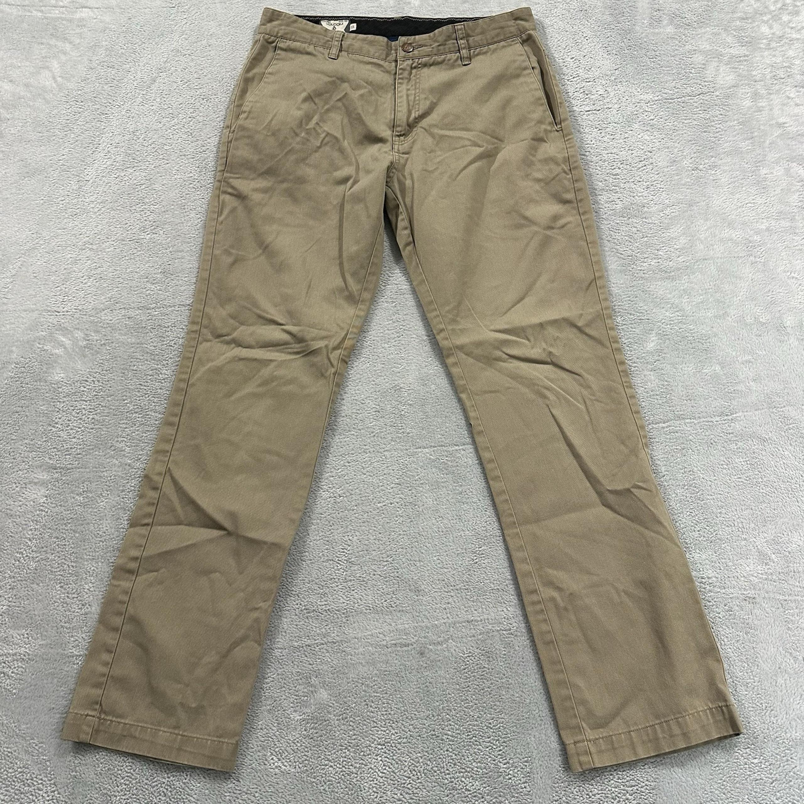 Volcom Pants Men's 31 Khaki Beige Straight Leg Vmonty Chino Casual Cotton Skater