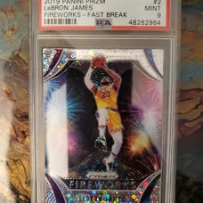2019 Panini Prizm Lebron James Fireworks Fast Break Psa 9
