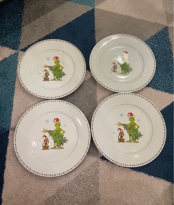 The grinch who stole salad Christmas Plate set x 8