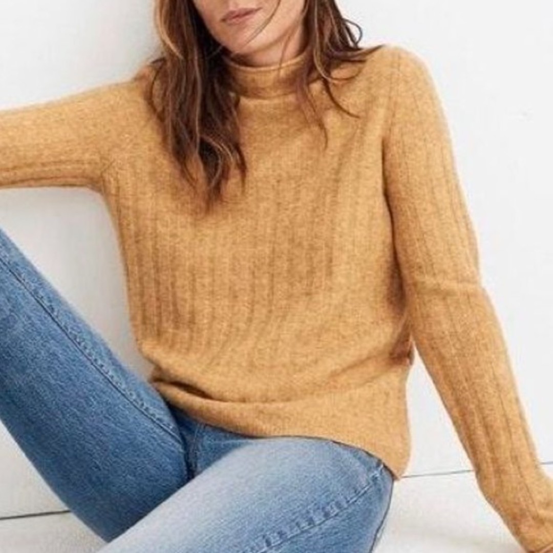 Madewell brown turtleneck wool sweater size L