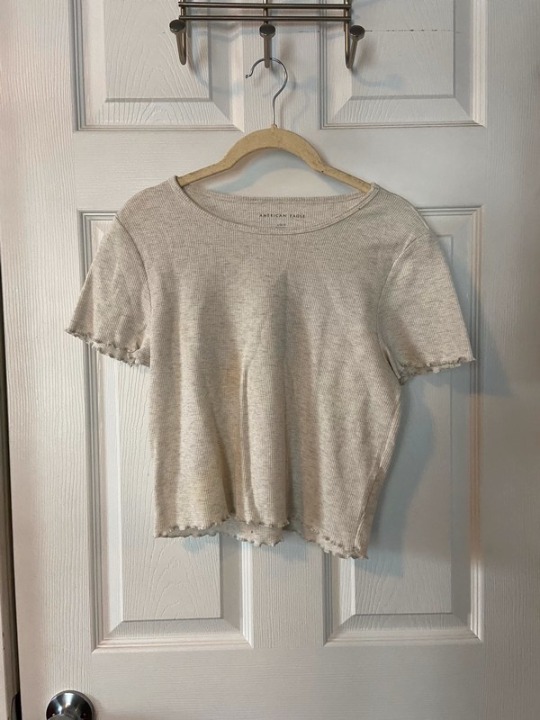 AE Waffle Tee Lettuce Trim on arms and waist
