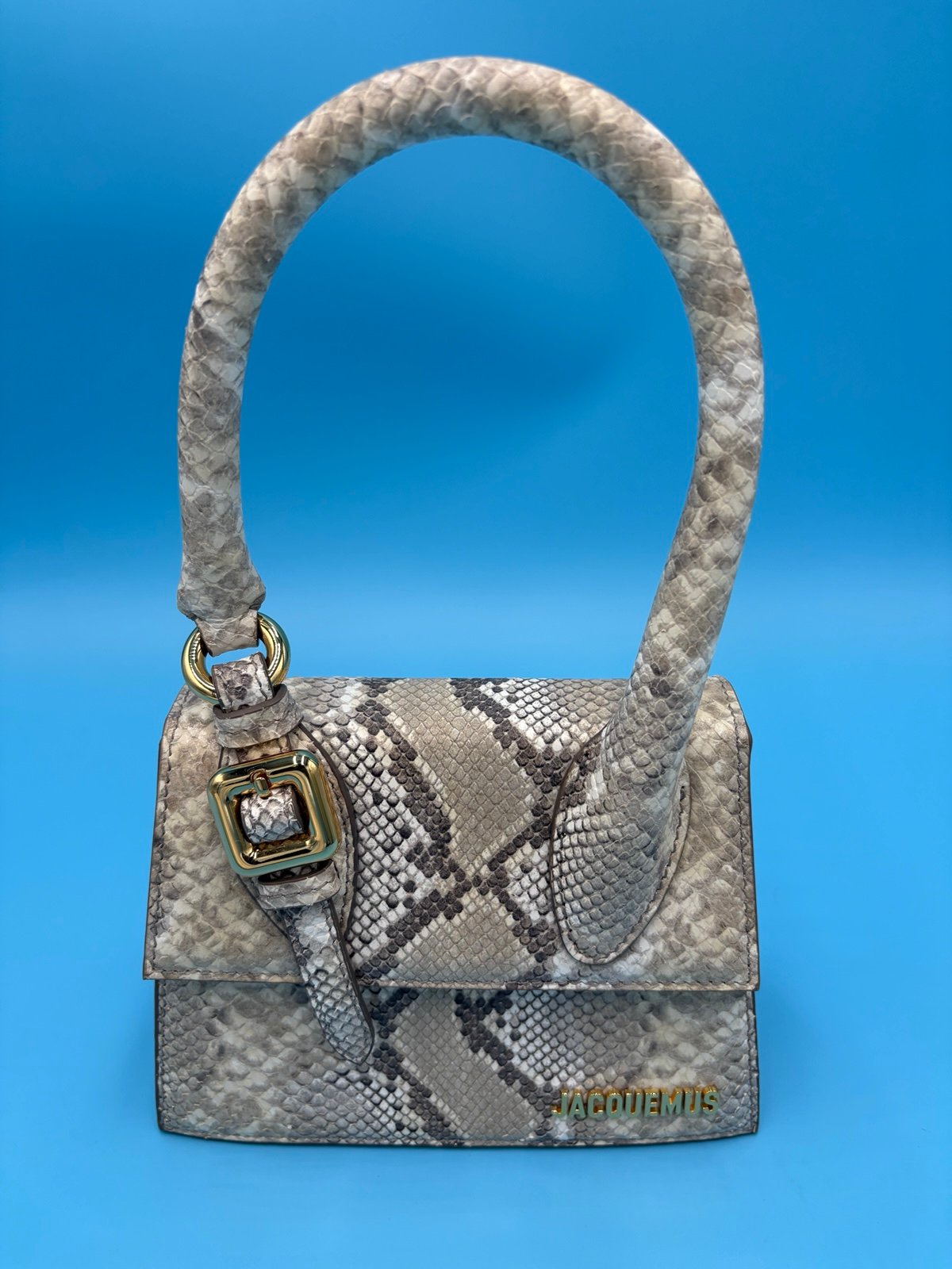 JACQUEMUS Le Chiquito Moyen Boucle in Beige Snake