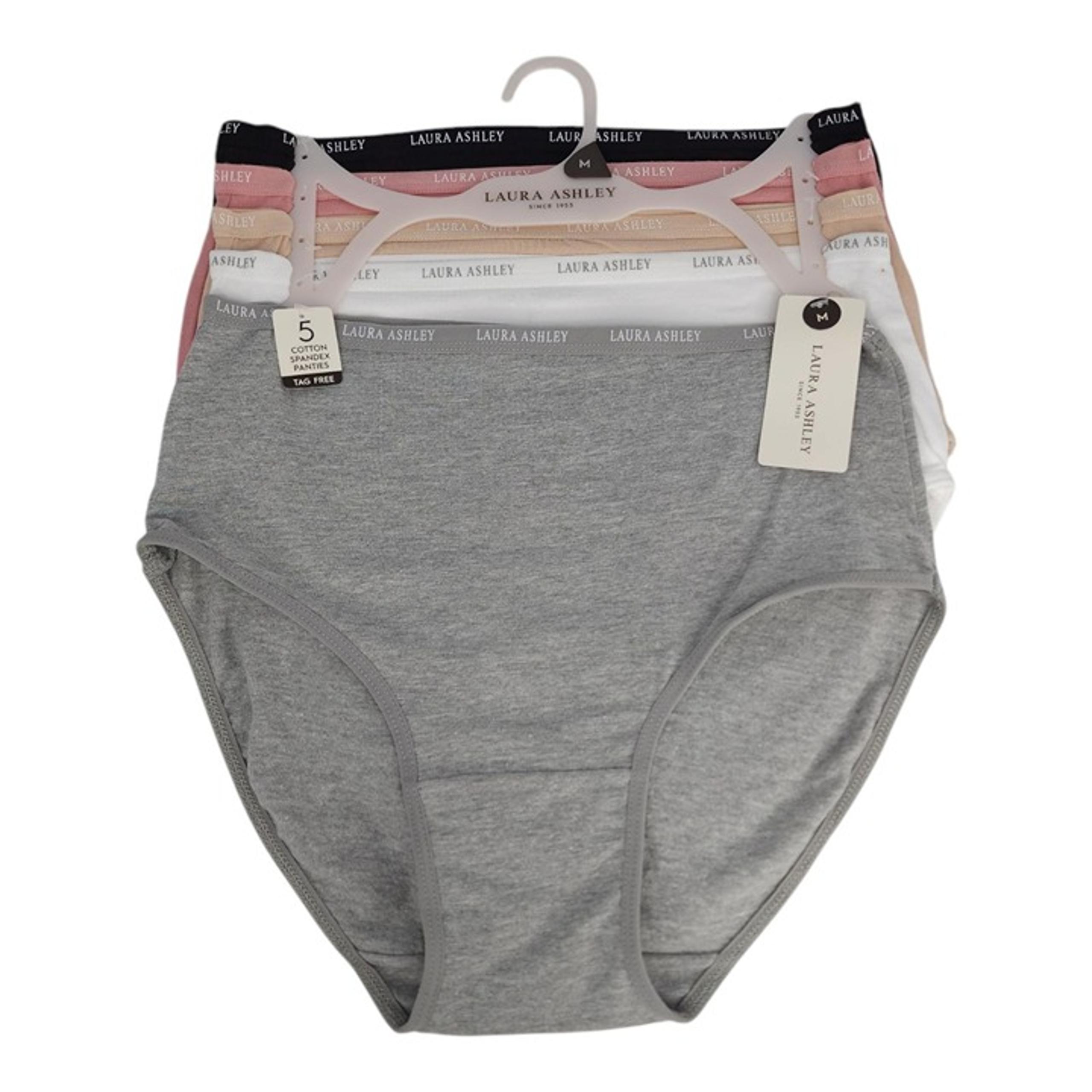 Laura Ashley Womens Cotton Spandex Tag-Free Briefs 5-Pack Medium High Waist