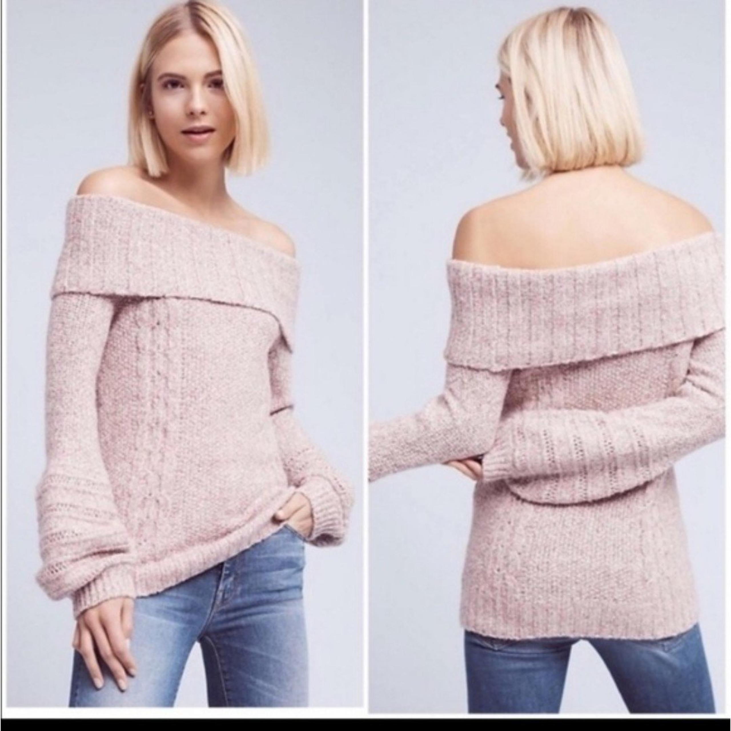 SLEEPING ON SNOW THE NEVES DUSTY ROSE MARBLE OFF THE SHOULDER SWEATER SIZE SMALL