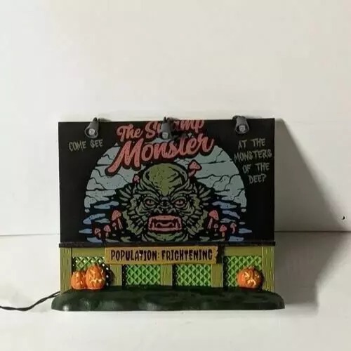 Custom Lemax Spooky Town Lighted Billboard Come See the Swamp Monster