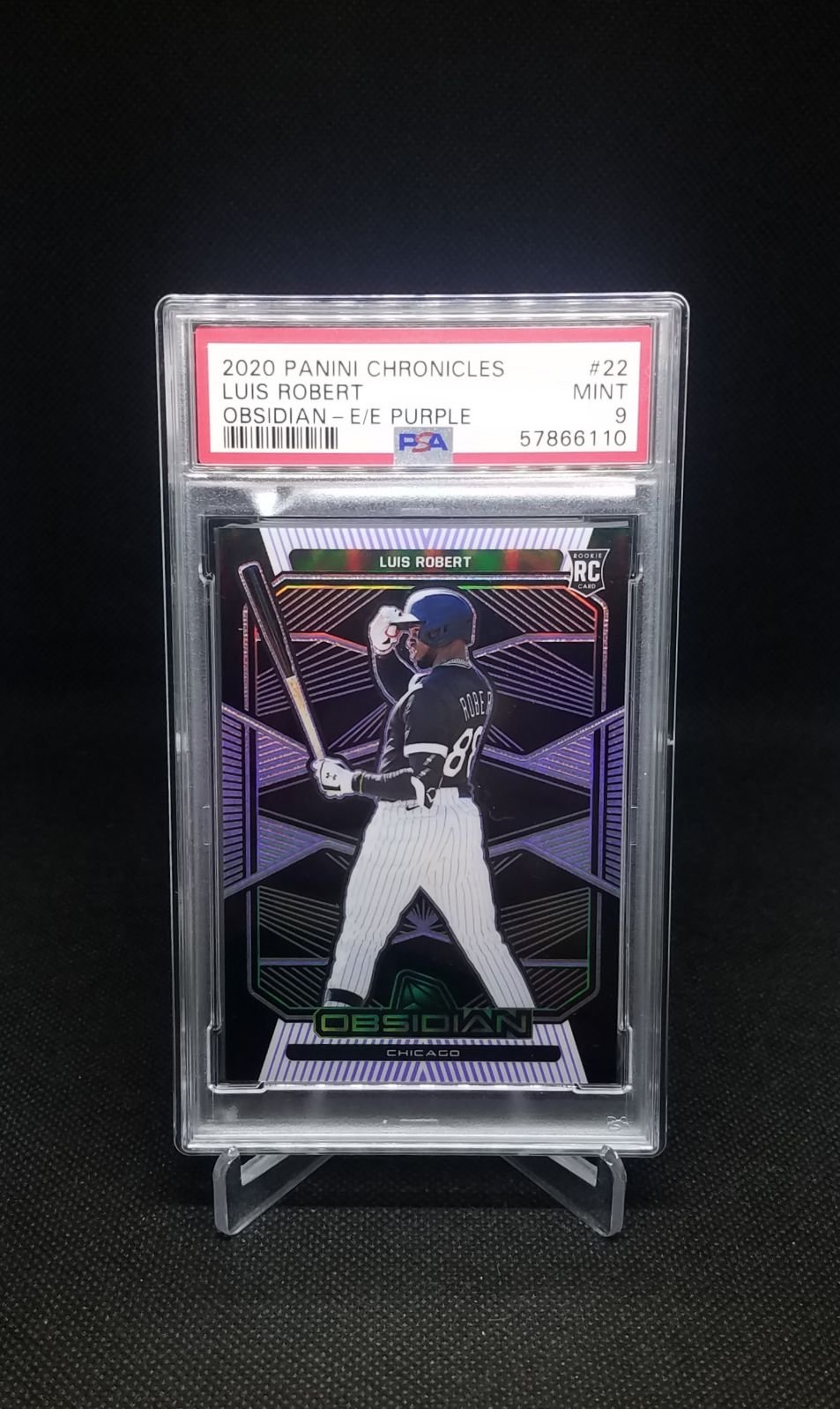 2020 Panini Chronicles Luis Robert RC SP Obsidian Purple Etch /99 White Sox