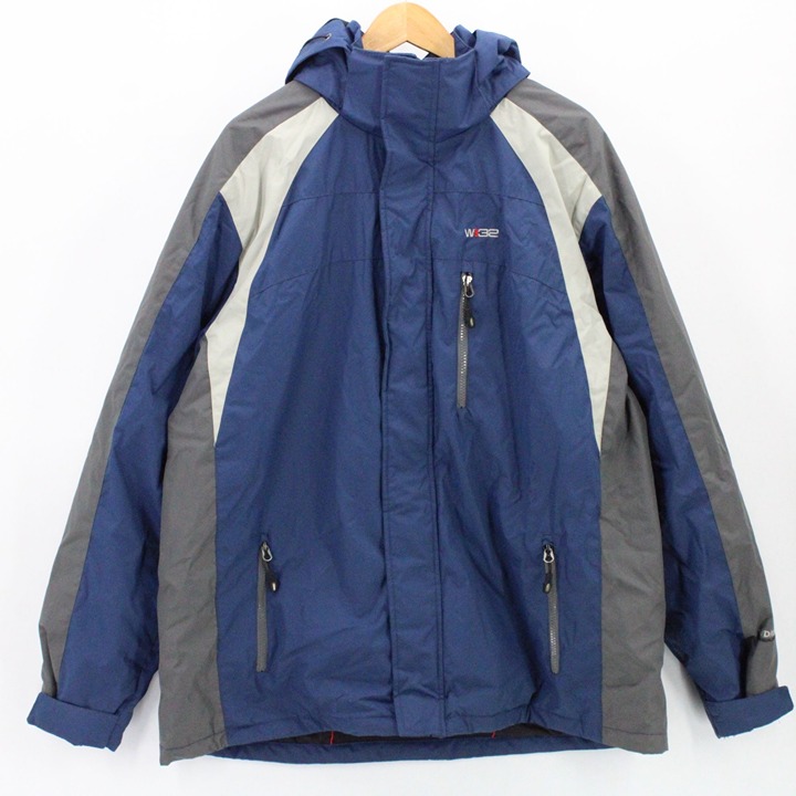 Vintage Weatherproof 32 Degrees Jacket Mens Blue Full Zip Lined Hooded Size XL
