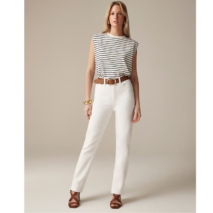 J. Crew Essential Straight Jeans All Day Stretch White Size 31 NWT