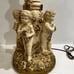 Set of Neoclassical Antique Itailan Ceramic Gold Gilt Cherub Lamps