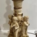 Set of Neoclassical Antique Itailan Ceramic Gold Gilt Cherub Lamps