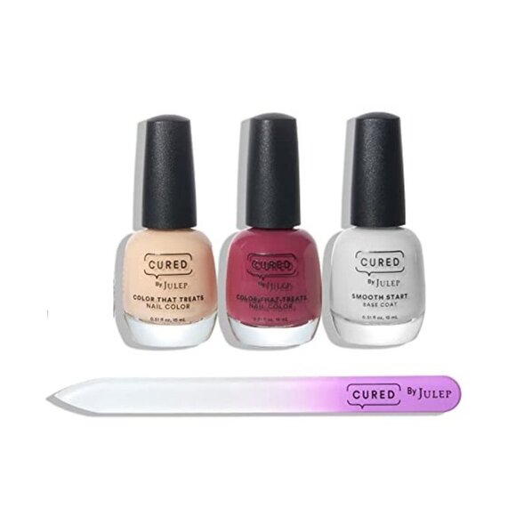 Cured by Julep 4 Piece Color Manicure Kit, Base Coat & Crystal Nail File…