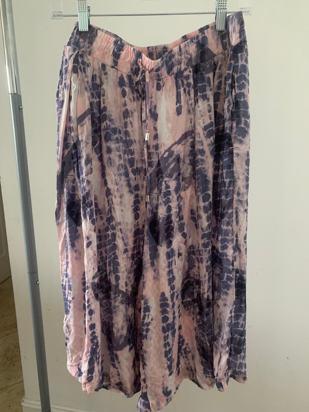 DKNY Womens Printed Pink Purple Pull On Culottes Skirt Size Medium