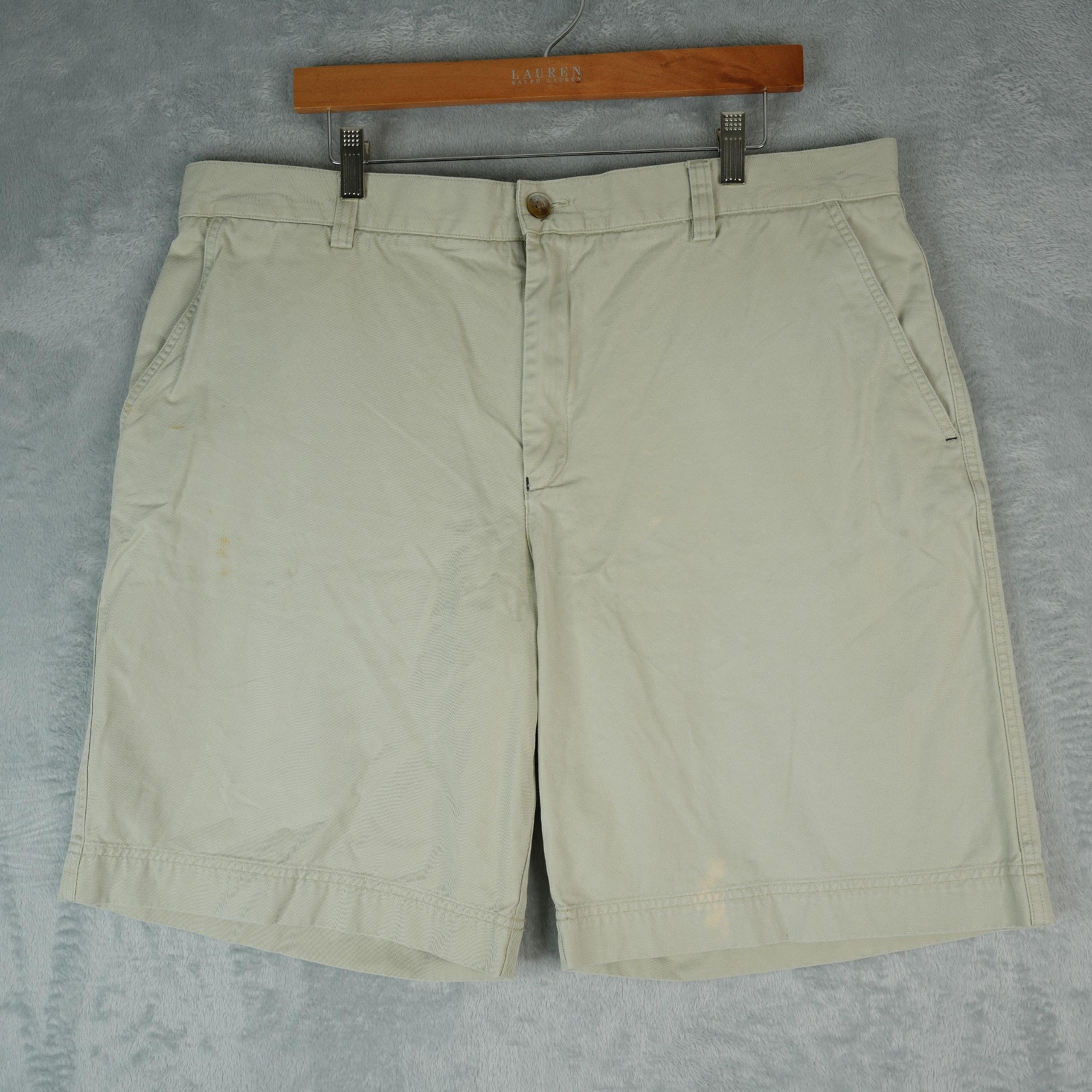 Lacoste Shorts Mens 50x9.5 39x9.5 Chino Golf Beige Pure Cotton France Flat Front